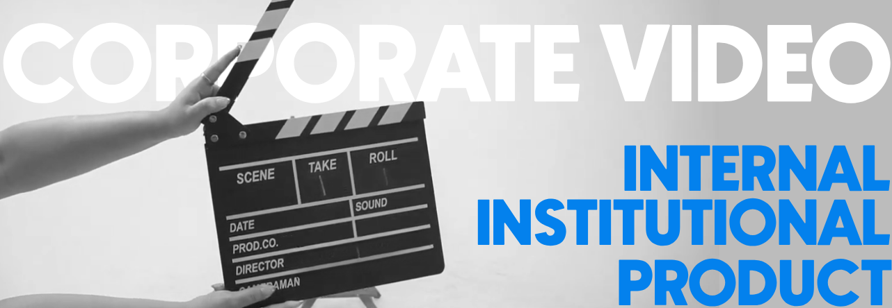 Institutional Corporate Video Production in article image Hand holding film clapper for internal corporate video production, institutional corporate video production, and product corporate video production studio shoot.