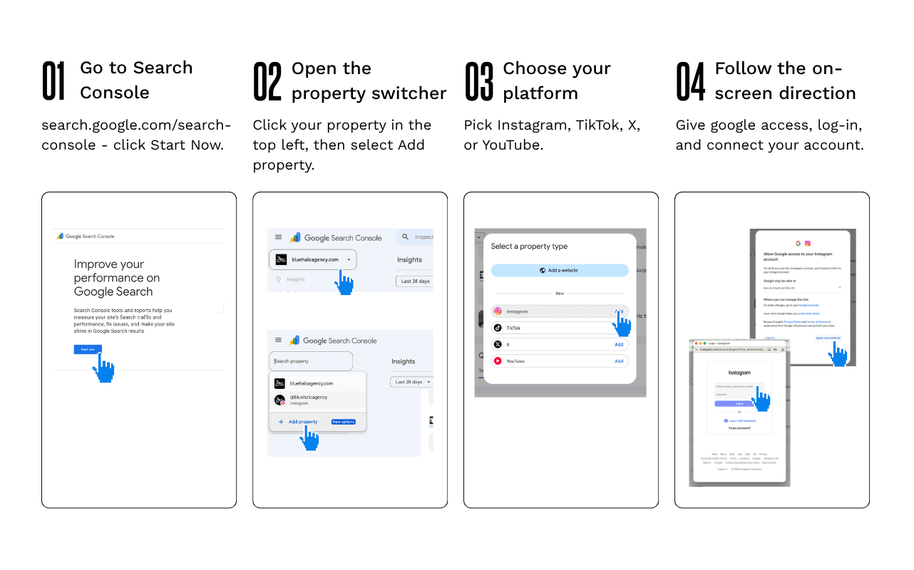 How to add Instagram, Tik Tok, and Youtube to GSC